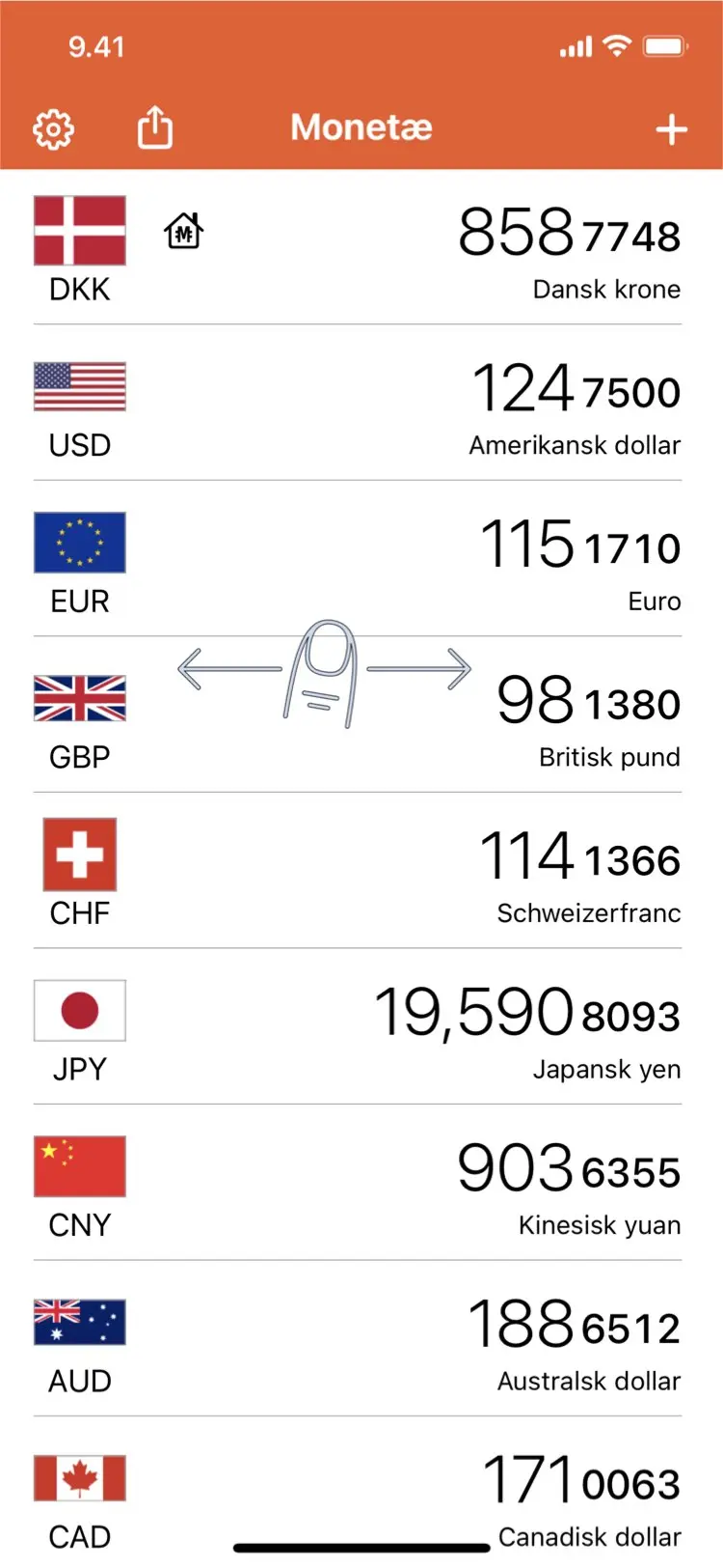 Monetae - Konverter valuta øjeblikkeligt